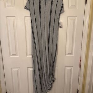 LuLaRoe Gray and Black Striped Maxi Dress